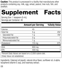 Load image into Gallery viewer, Calamari Omega-3 Liquid, 200 mL, Rev 08 Supplement Facts