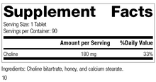 Load image into Gallery viewer, Choline, 90 Tablets, Rev 09 Supplement Facts