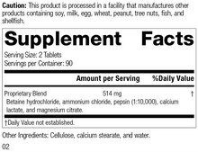 Load image into Gallery viewer, Betaine Hydrochloride, Rev 02 Supplement Facts
