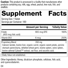 Load image into Gallery viewer, Folic Acid B12, 180 Tablets, Rev-04 Supplement Facts
